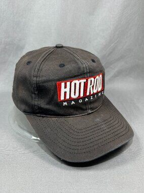 Vtg Hot Rod Magazine Strapback Hat Black Adjustable Distressed Motorsports Mens